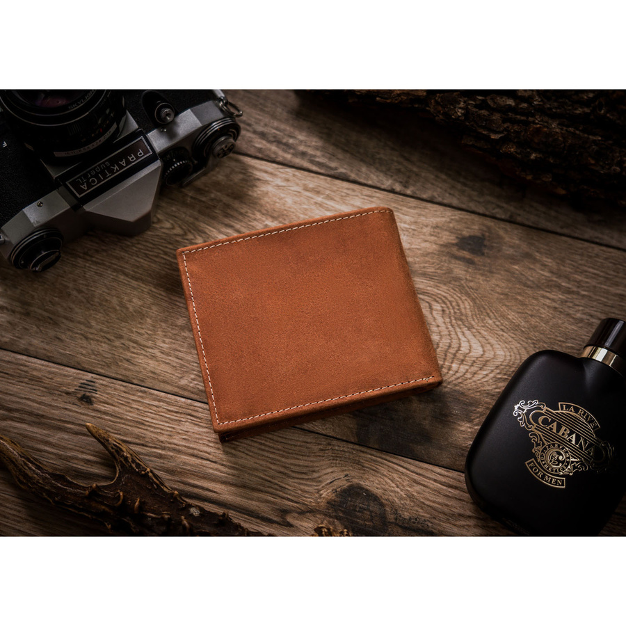 Duży portfel męski z nubukowej skóry naturalnej w brązowym kolorze - Always Wild