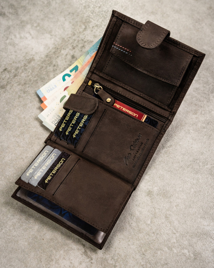 Leather wallet+key ring set PETERSON PTN SET-M-1542L-CHM