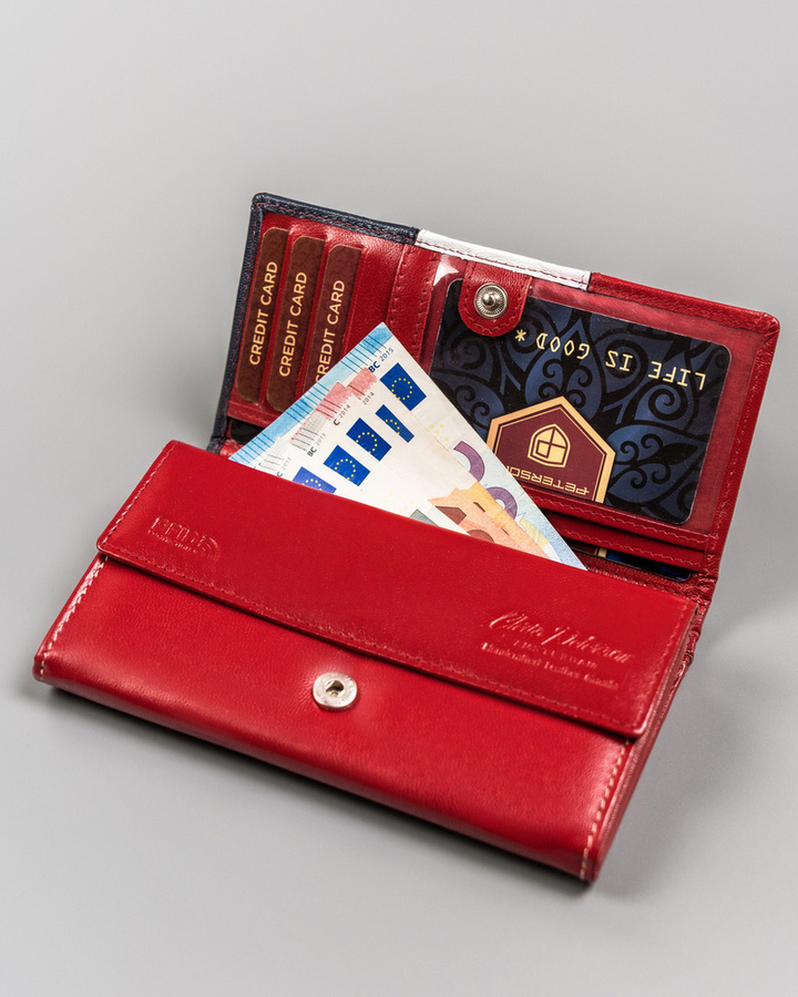 Leather wallet RFID PETERSON PTN RD-08-GCL-S