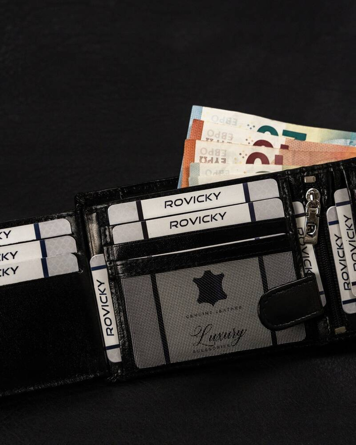 Leather wallet RFID ROVICKY RV-70616-9-BCA