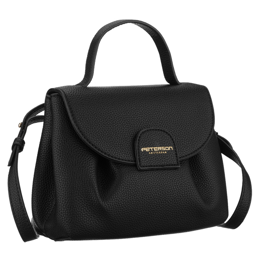 Elegantná čierna dámska kabelka so štýlovou vonkajšou priehradkou