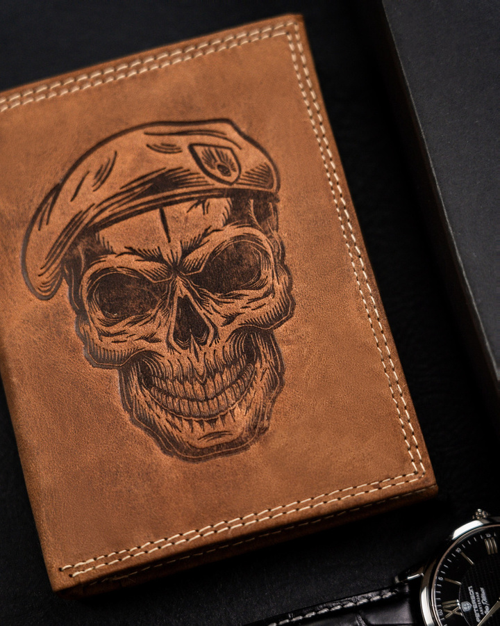 Leather wallet RFID ALWAYS WILD N4-CHM-SKULL