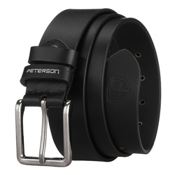 Pasek męski ze skóry naturalnej w czarnym kolorze z tradycyjną klamrą - Peterson
