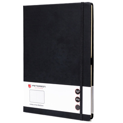 Czarny notes w twardej oprawie formacie B5 zadrukowany w linie - Peterson