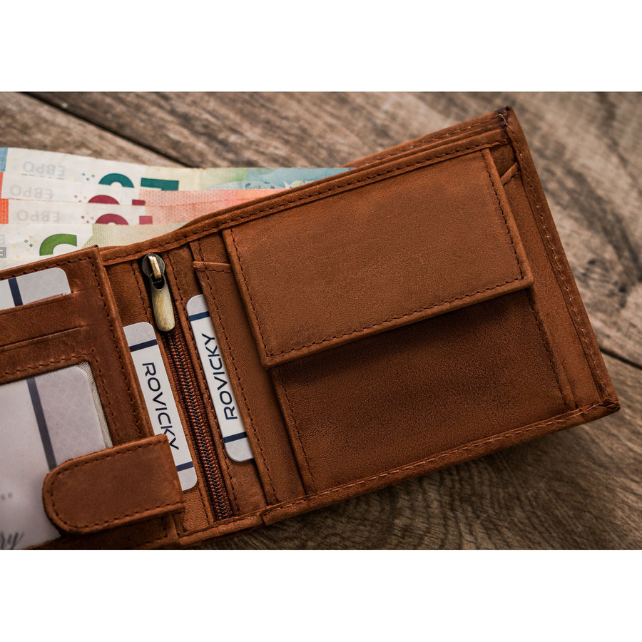 Duży portfel męski z nubukowej skóry naturalnej w brązowym kolorze - Always Wild