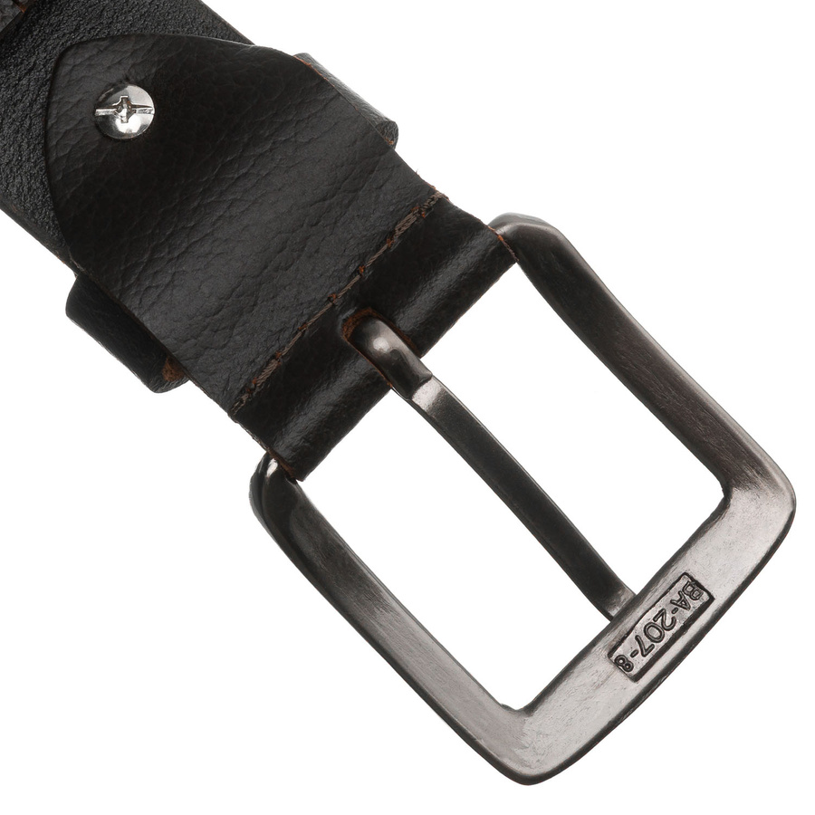 Klasyczny, brązowy pasek męski ze skóry naturalnej z tradycyjną klamrą - Peterson