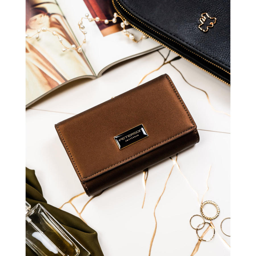 Leather and leatherette wallet RFID PETERSON PTN PS108-HNL