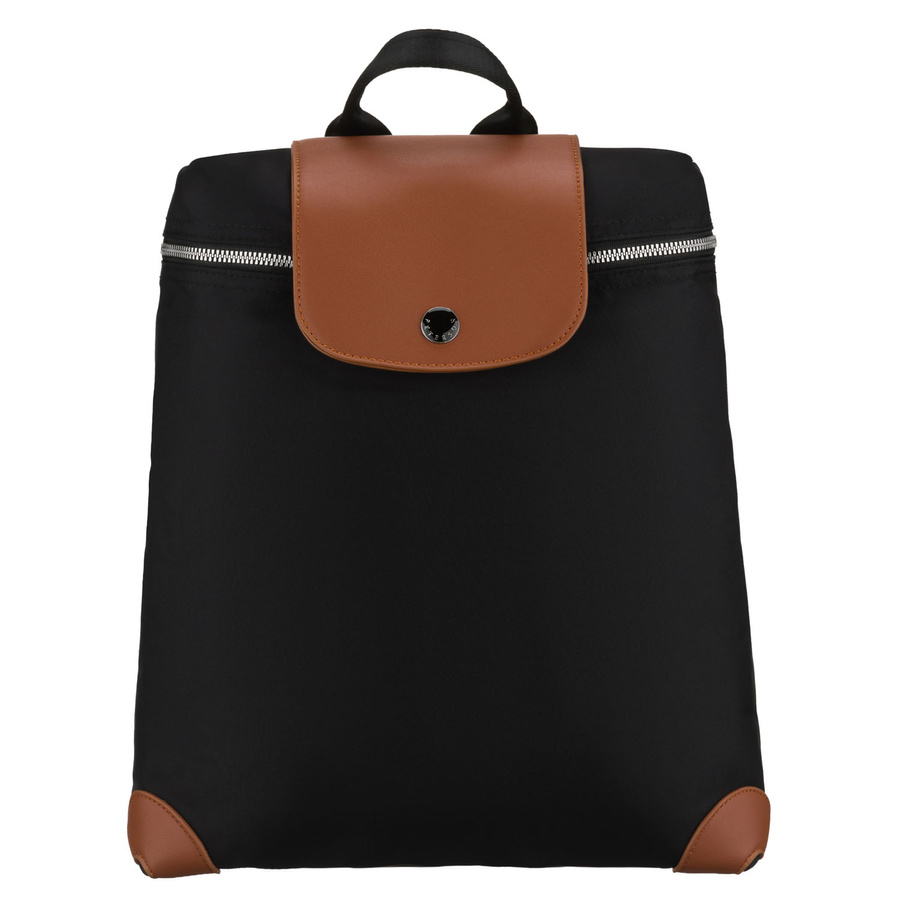Czarno-brązowy plecak damski z poliestru wyposażony w uchwyt na walizkę - Peterson
