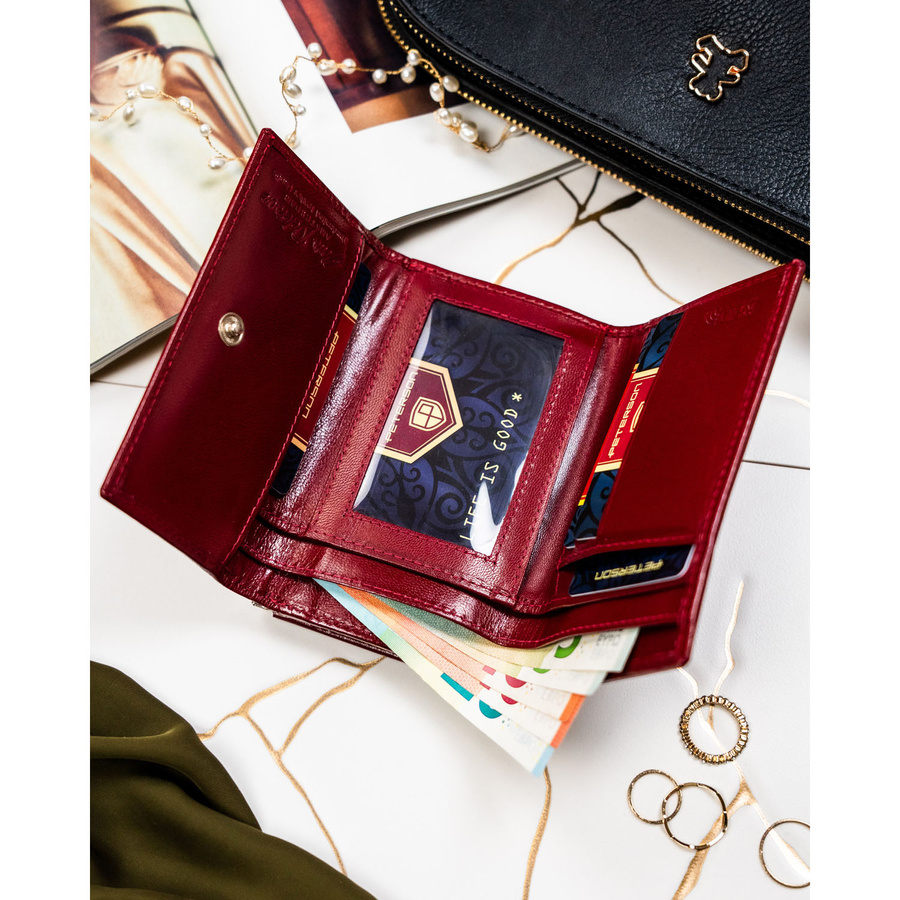 Leather wallet RFID PETERSON PTN RD-18-NGV