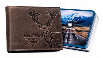 Leather wallet RFID PETERSON PTN N992-BE-DEER