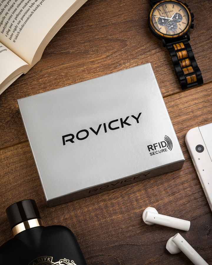 Skórzany portfel męski bez zapięcia - Rovicky