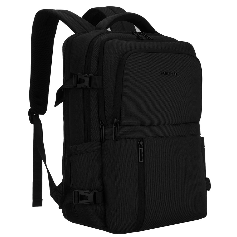Čierny cestovný ruksak z polyesteru s priehradkou na laptop 15″ – Peterson