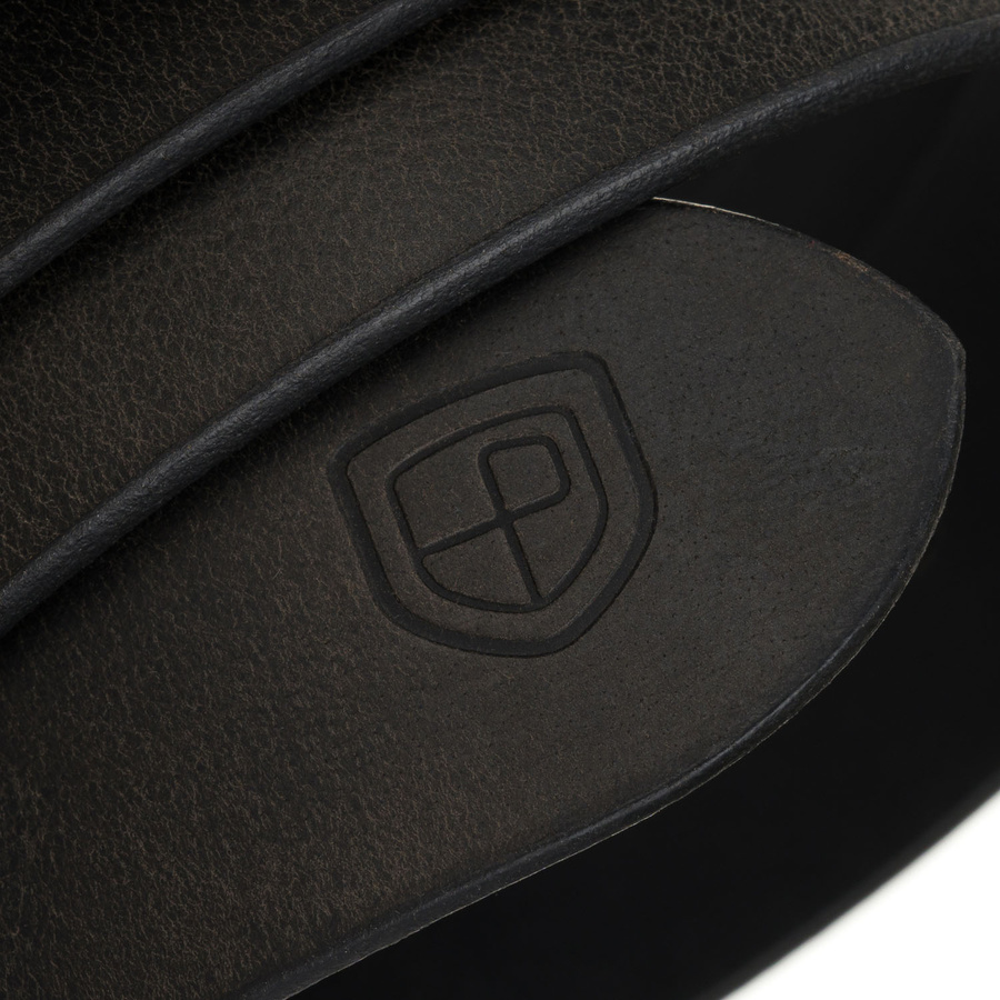 Pasek męski ze skóry naturalnej w czarnym kolorze - Peterson