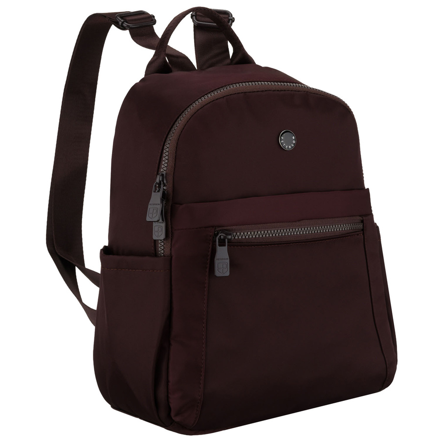 Dámsky malý bordový ruksak z polyesteru, jednokomorový s vonkajšími vreckami