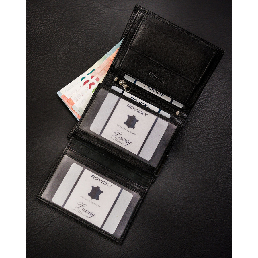 Leather wallet RFID RONALDO RM-03-BDF-BL