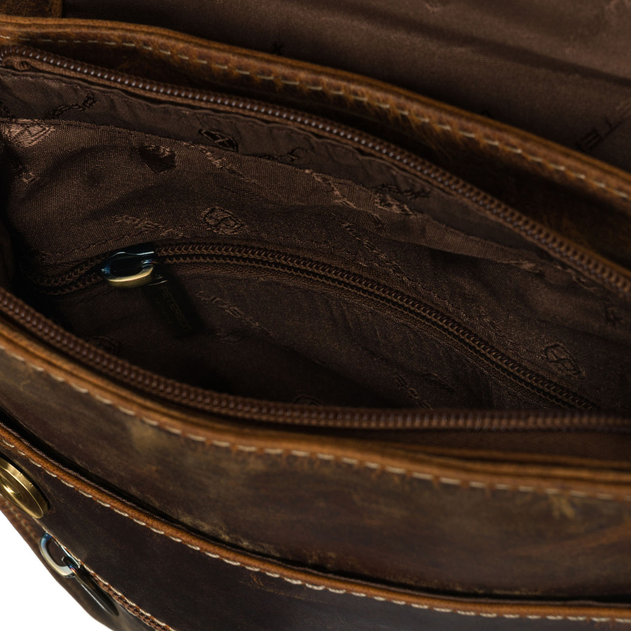 Elegancka, brązowa listonoszka męska ze skóry naturalnej, jednokomorowa - Peterson