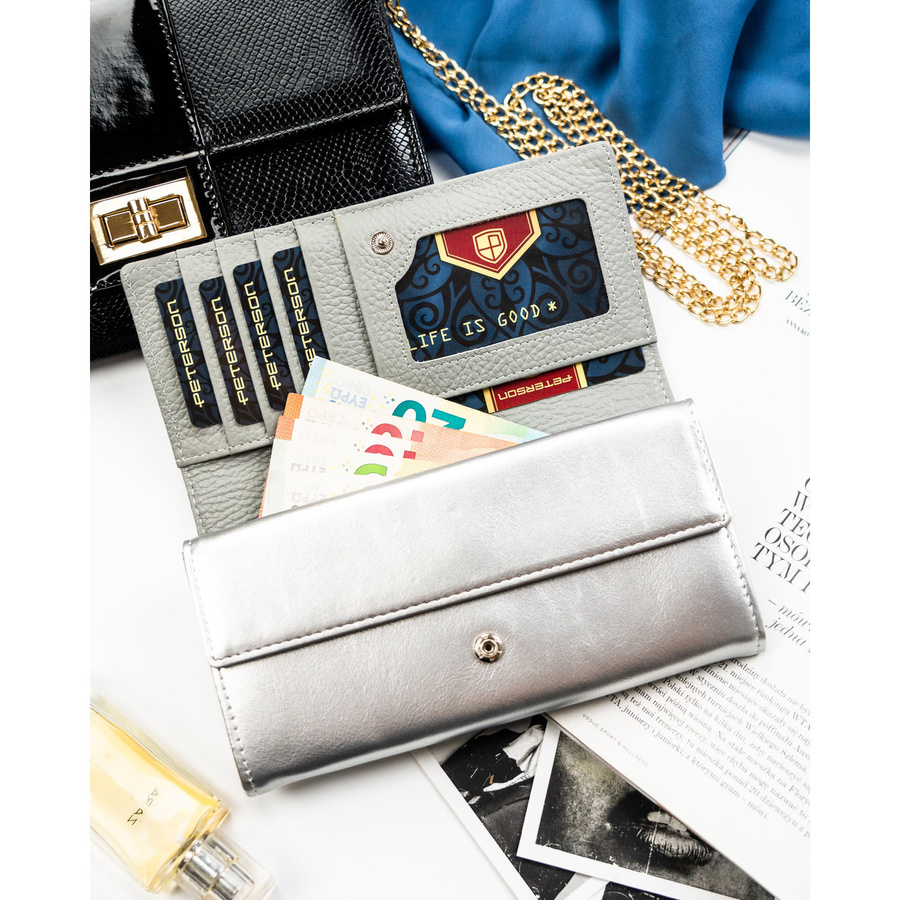Leather+leatherette wallet RFID PETERSON PTN PX22-1-NPK