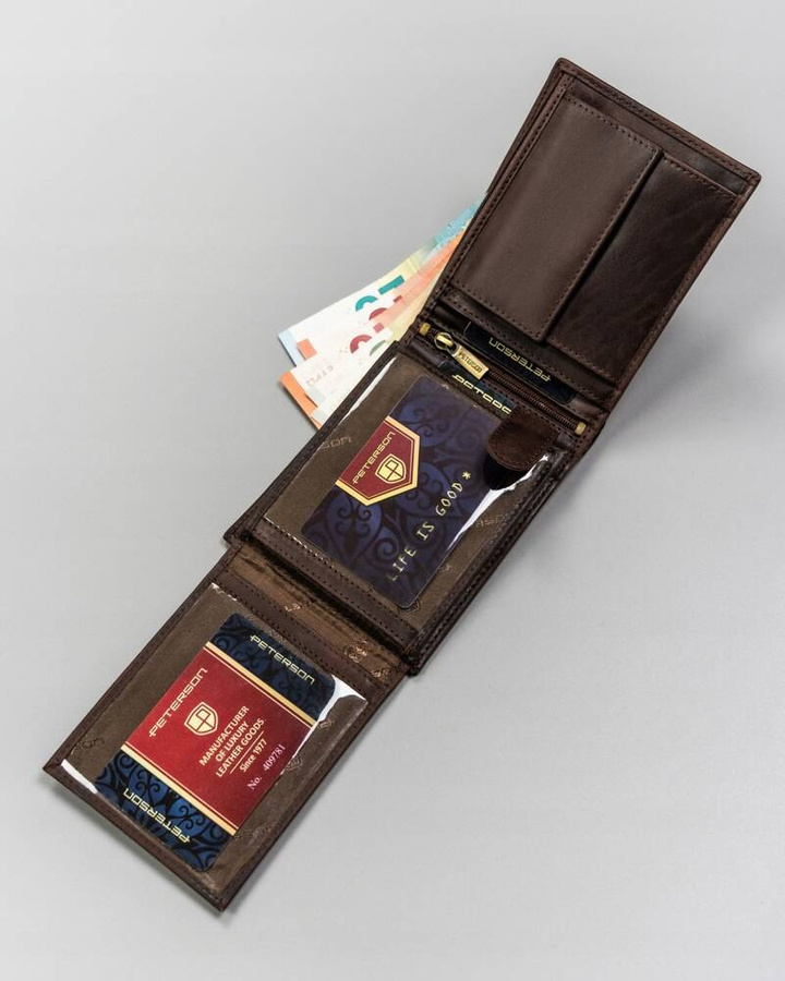 Leather wallet RFID PETERSON PTN N992-BE-DEER