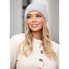 Szara, zimowa czapka damska beanie z logo marki - Peterson