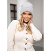 Szara, zimowa czapka damska beanie z logo marki - Peterson