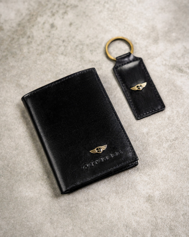 Leather wallet+case+key ring PETERSON PTN SET3-N992L-VT