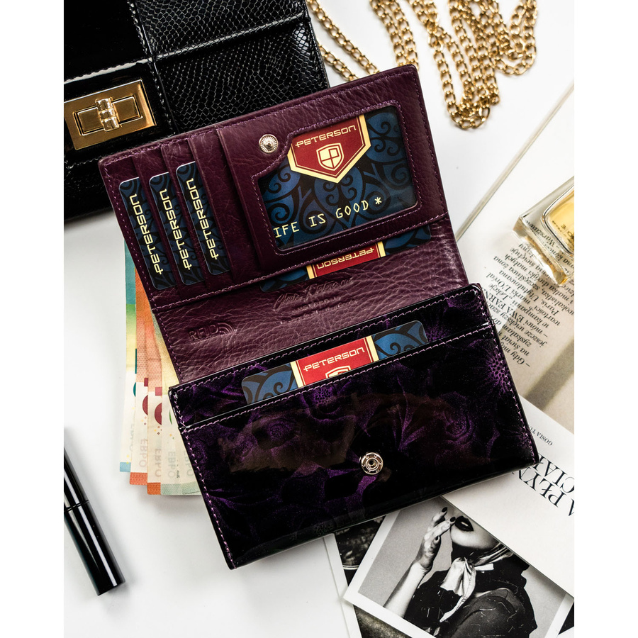 Leather and leatherette wallet RFID PETERSON PTN PS112-FDS