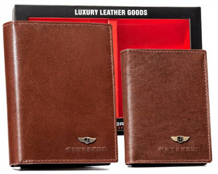 Leather wallet+case+key ring set PETERSON PTN SET3-N4-VT