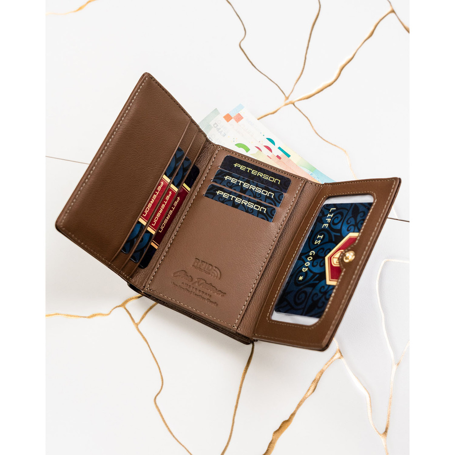 Leather and leatherette wallet RFID PETERSON PTN PS15-09-HNL