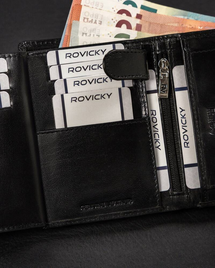 Leather wallet RFID ROVICKY RV-7680272-BCA