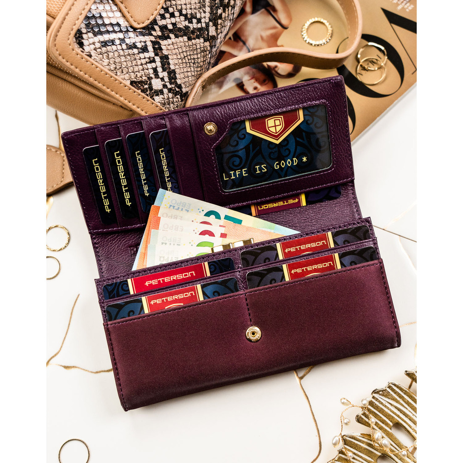 Leather and leatherette wallet RFID PETERSON PTN PS401-HNL