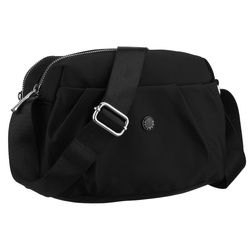 Listonoszka damska z poliestru w czarnym kolorze, dwukomorowa z zewnętrzną kieszonką - Peterson