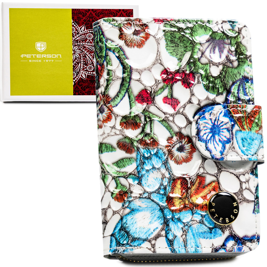 Viacfarebná zvislá dámska peňaženka z prírodnej kože na patent a zips – Peterson