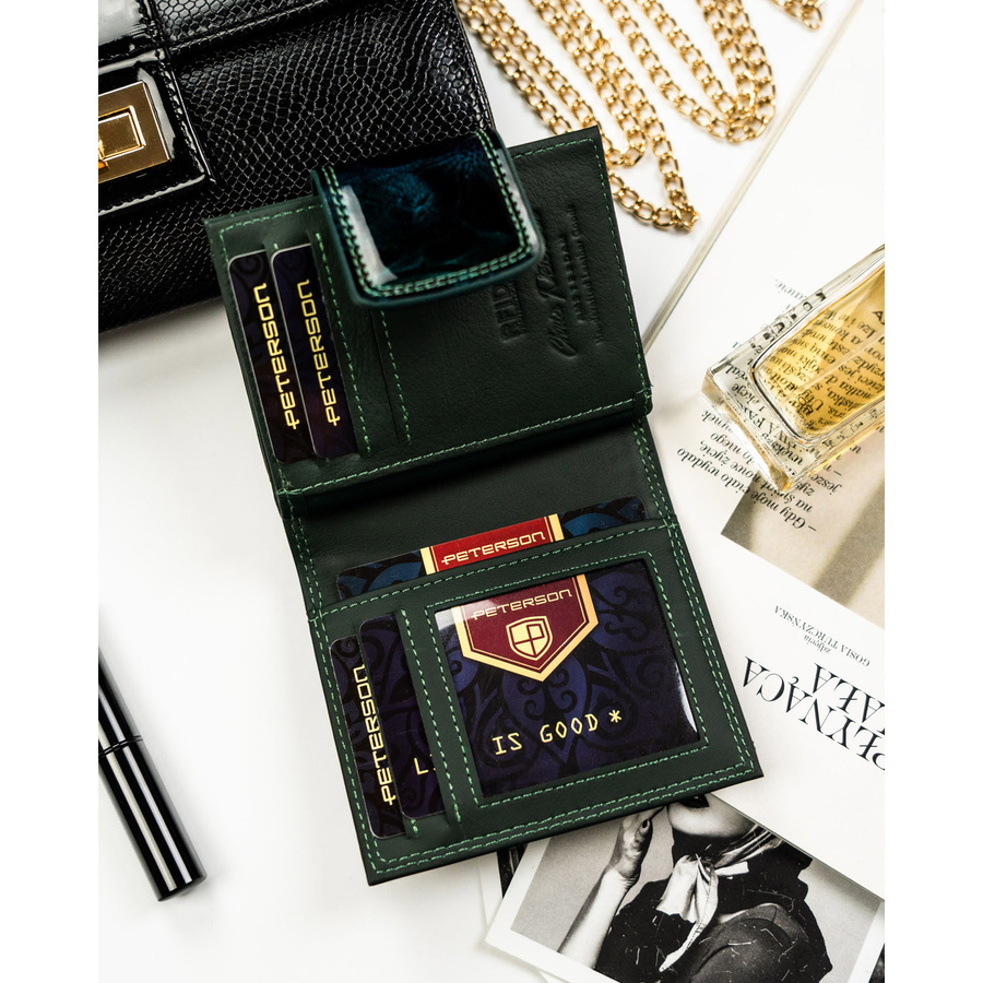 Leather and leatherette wallet RFID PETERSON PTN PS329-FDS