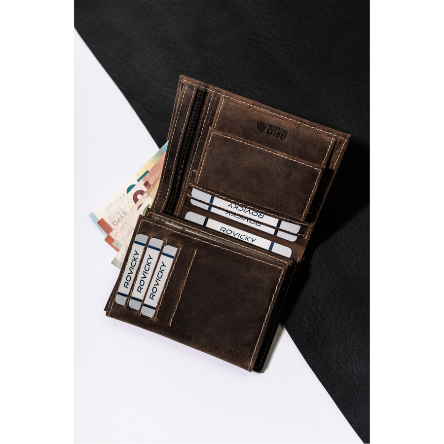 Portfel męski skórzany RM-06-BAW BROWN