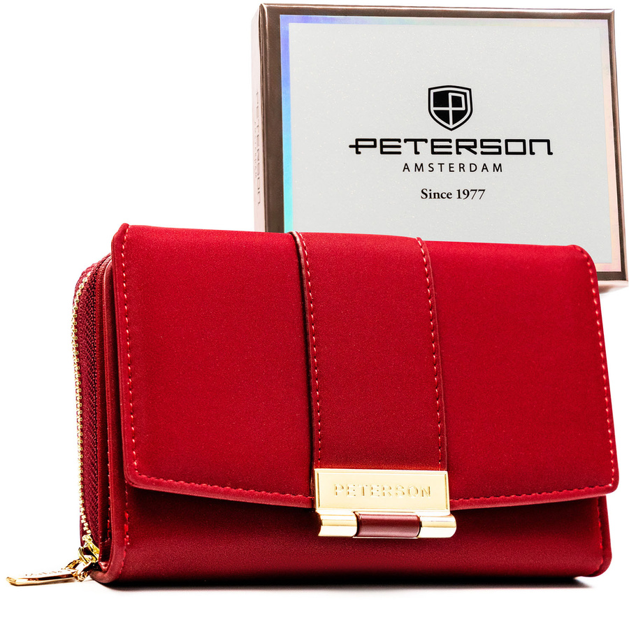 Dámska červená peňaženka z ekologickej kože v horizontálnom prevedení