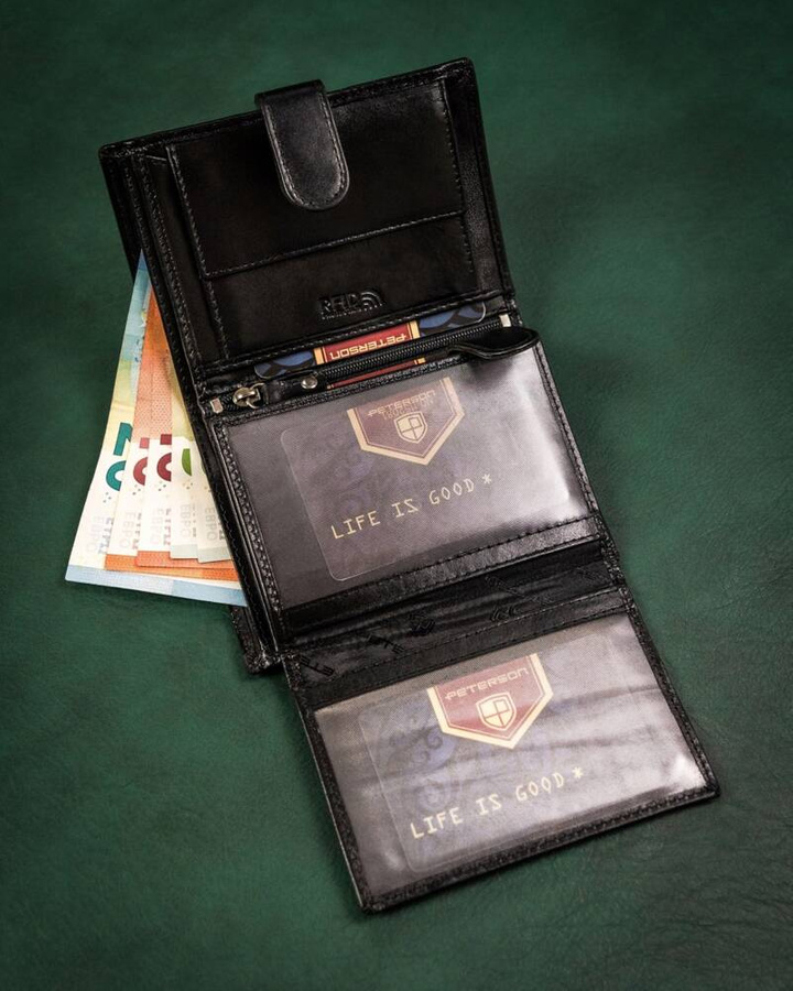 Leather wallet & key ring set PETERSON PTN SET-M-N4-KCS