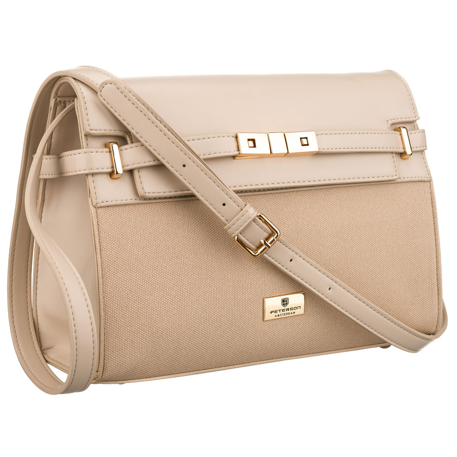 Béžová dámska crossbody kabelka Peterson so zapínaním na zips a magnet