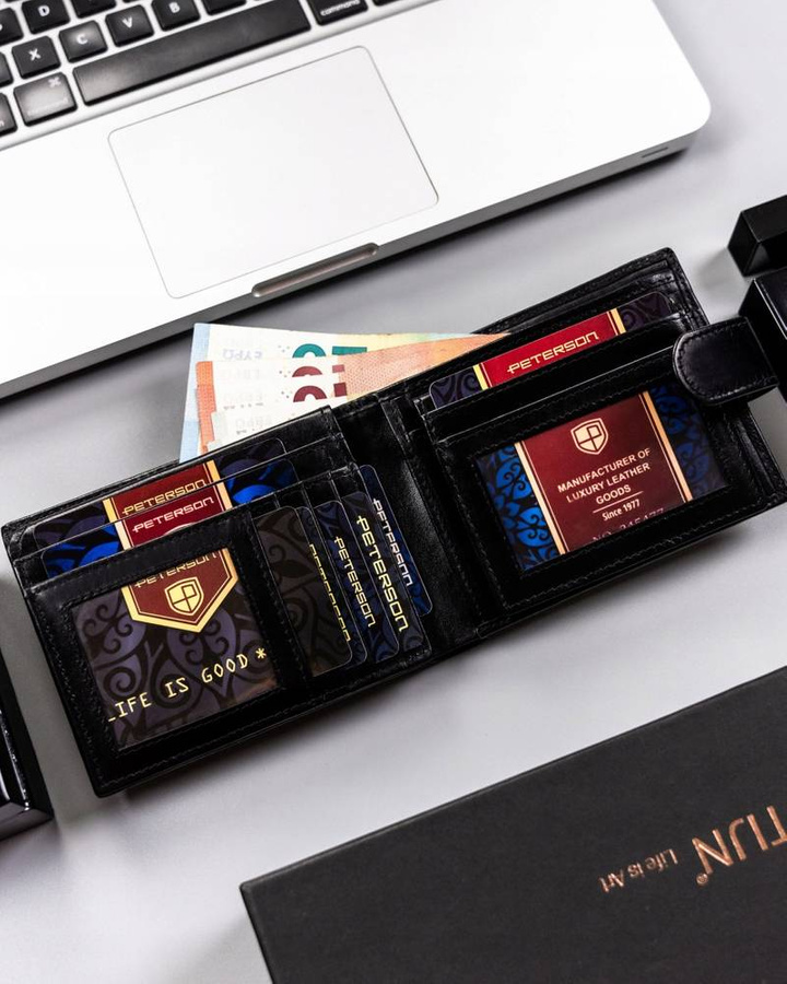Leather wallet RFID PETERSON PTN 22301L-VT