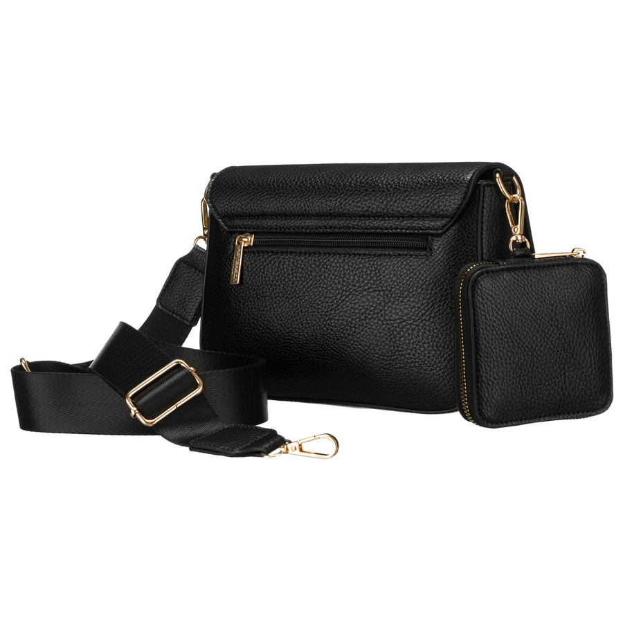 Czarna listonoszka damska na ramię ze skóry ekologicznej z etui w zestawie - Peterson