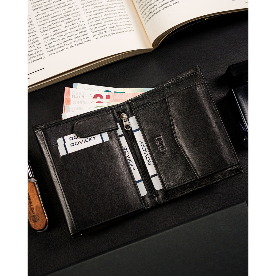 Leather wallet RFID RONALDO RM-04-BDF-BL