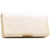 Duży portfel damski ze skóry ekologicznej w kolorze ecru, zamykany na zatrzask - Rovicky