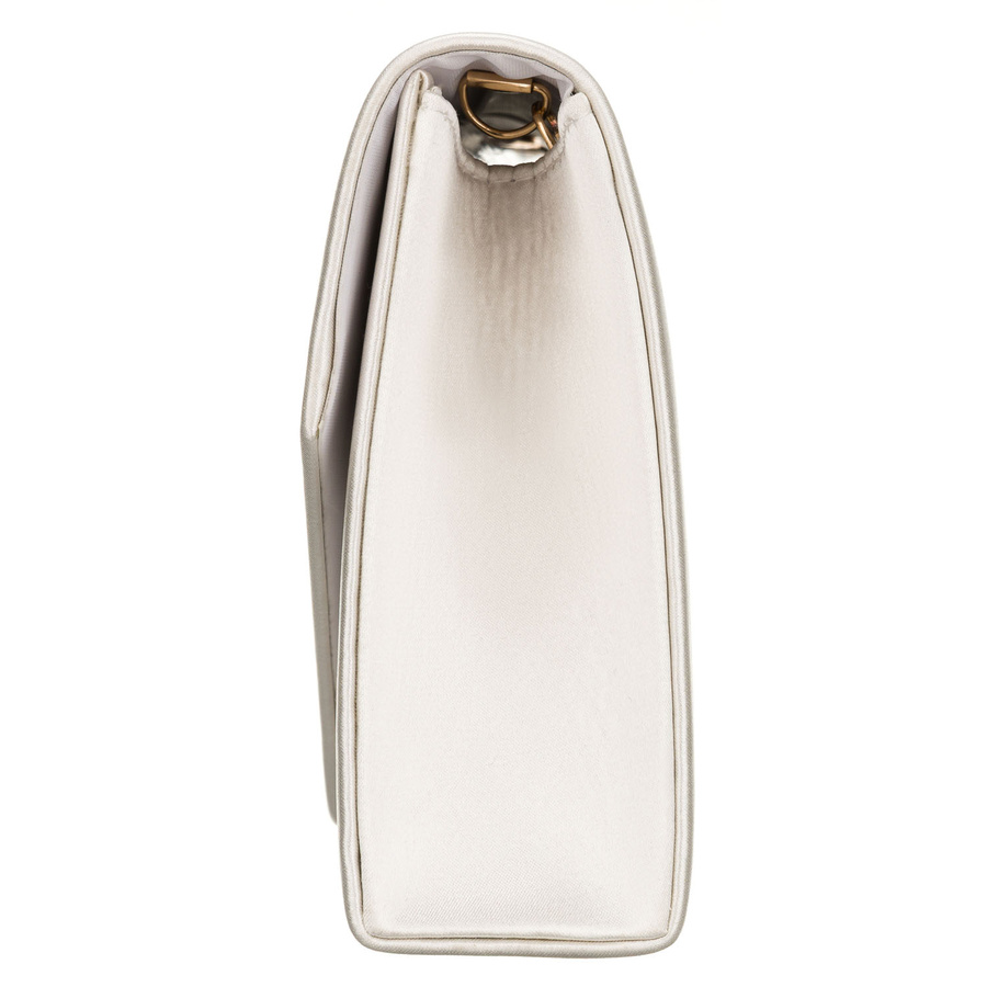 Biała kopertówka damska z tkaniny syntetycznej zamykana klipsem magnetycznym - Rovicky