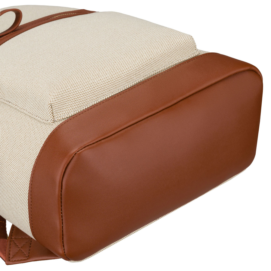 Płócienny plecak damski w beżowo-brązowym kolorze z kieszenią zewnętrzną - Rovicky