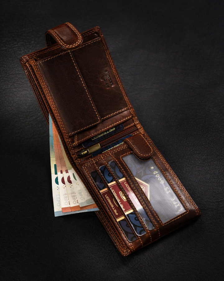 Leather wallet RFID PETERSON PTN WL-0305L-COM