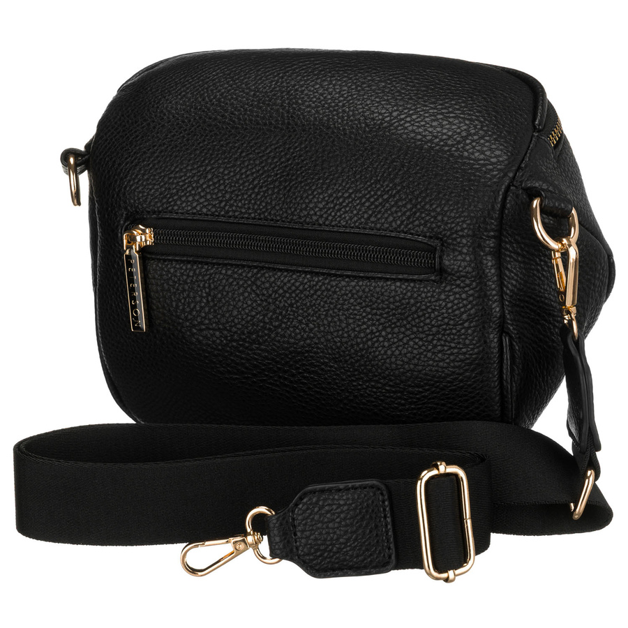 Praktyczna, miejska nerka damska ze skóry ekologicznej w czarnym kolorze, jednokomorowa - Peterson