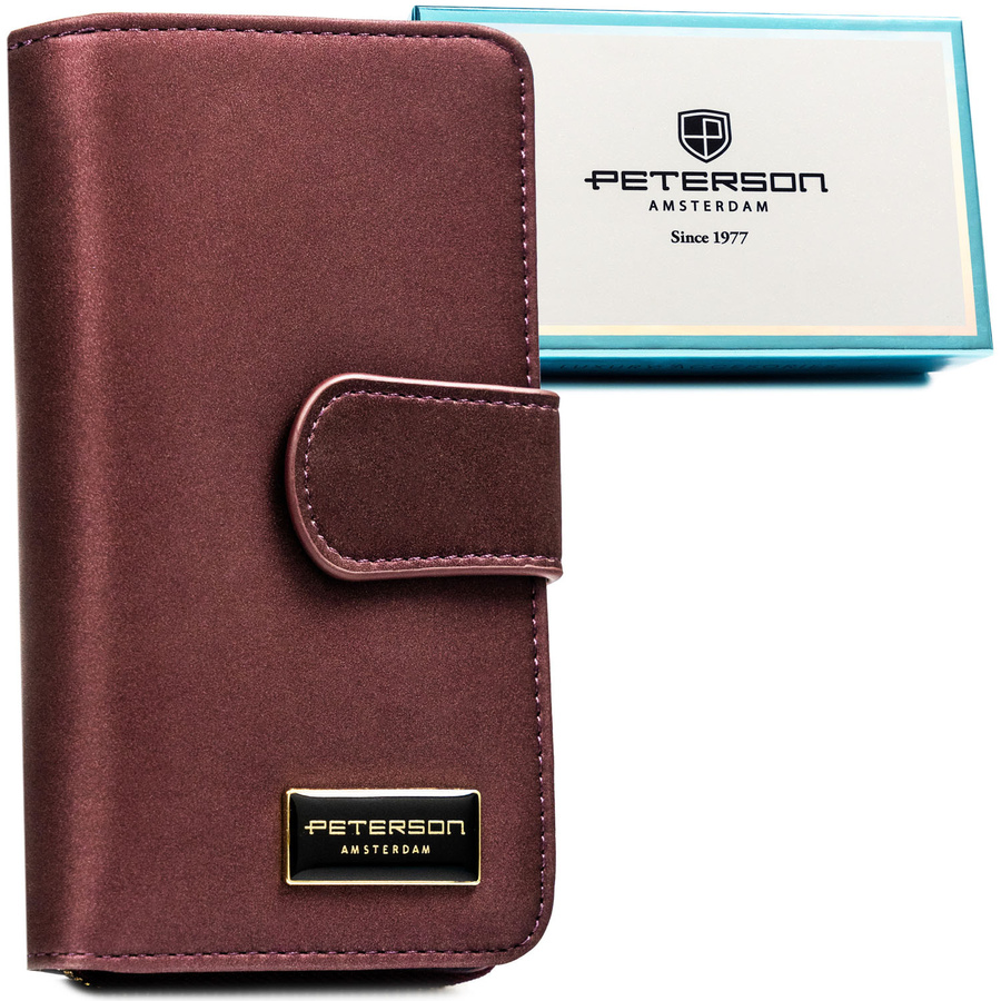 Fialová dámska kožená peňaženka z prírodnej a ekologickej kože so zapínaním na patent a zips - Peterson