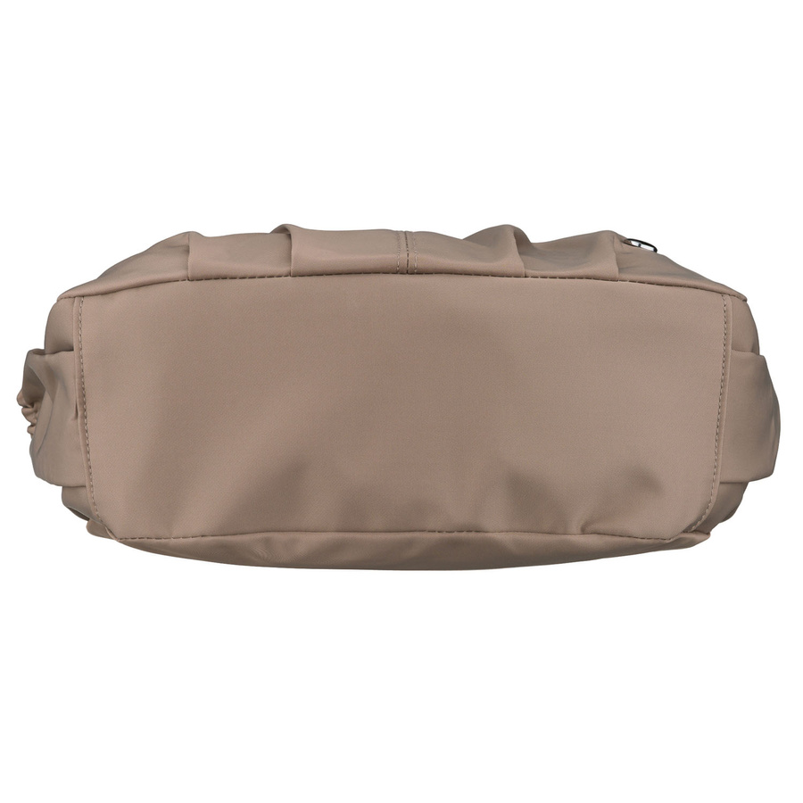Ciemnobeżowa torebka damska z poliestru zamykana suwakiem - Peterson