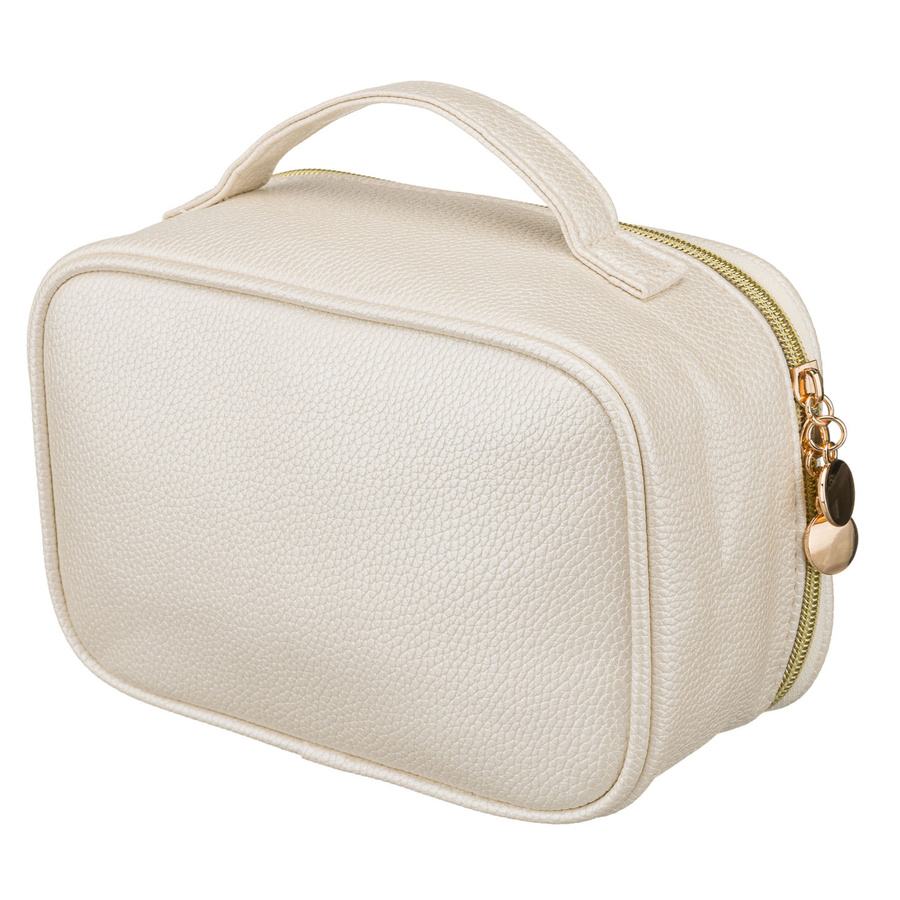 Praktyczna kosmetyczka ze skóry ekologicznej w jasnobeżowym kolorze - Rovicky