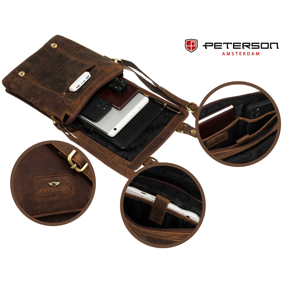 Leather bag PETERSON PTN 996-B-NSH