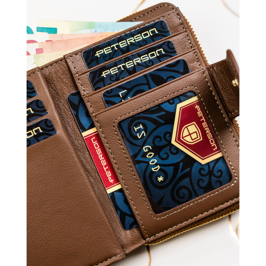 Leather and leatherette wallet RFID PETERSON PTN PS115-HNL